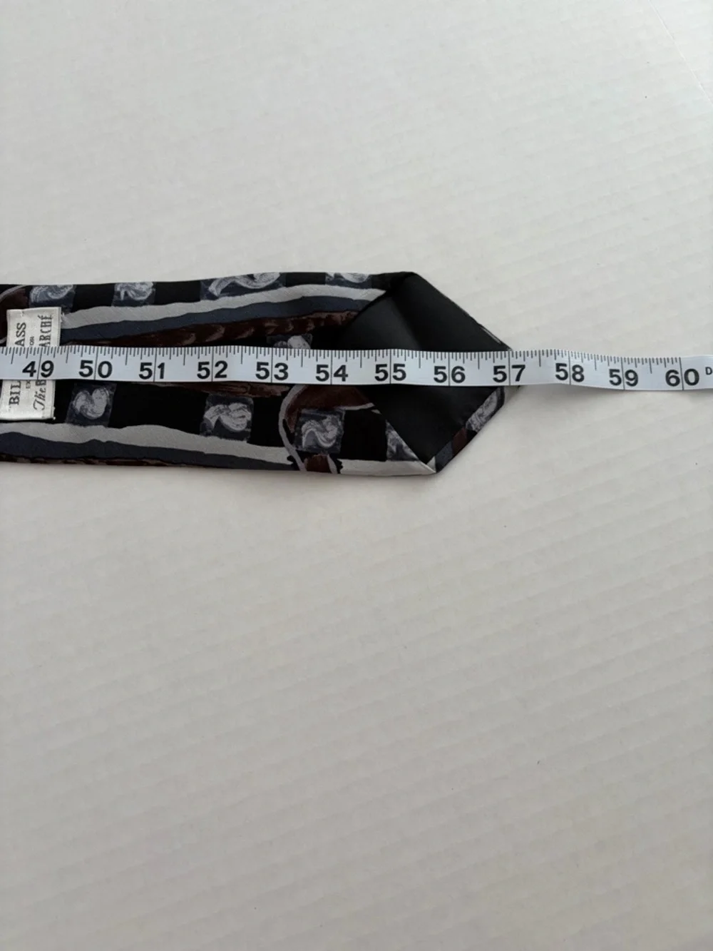 Bill Blass Silk Tie Brown Gray Abstract Striped The Bon Marché Vintage